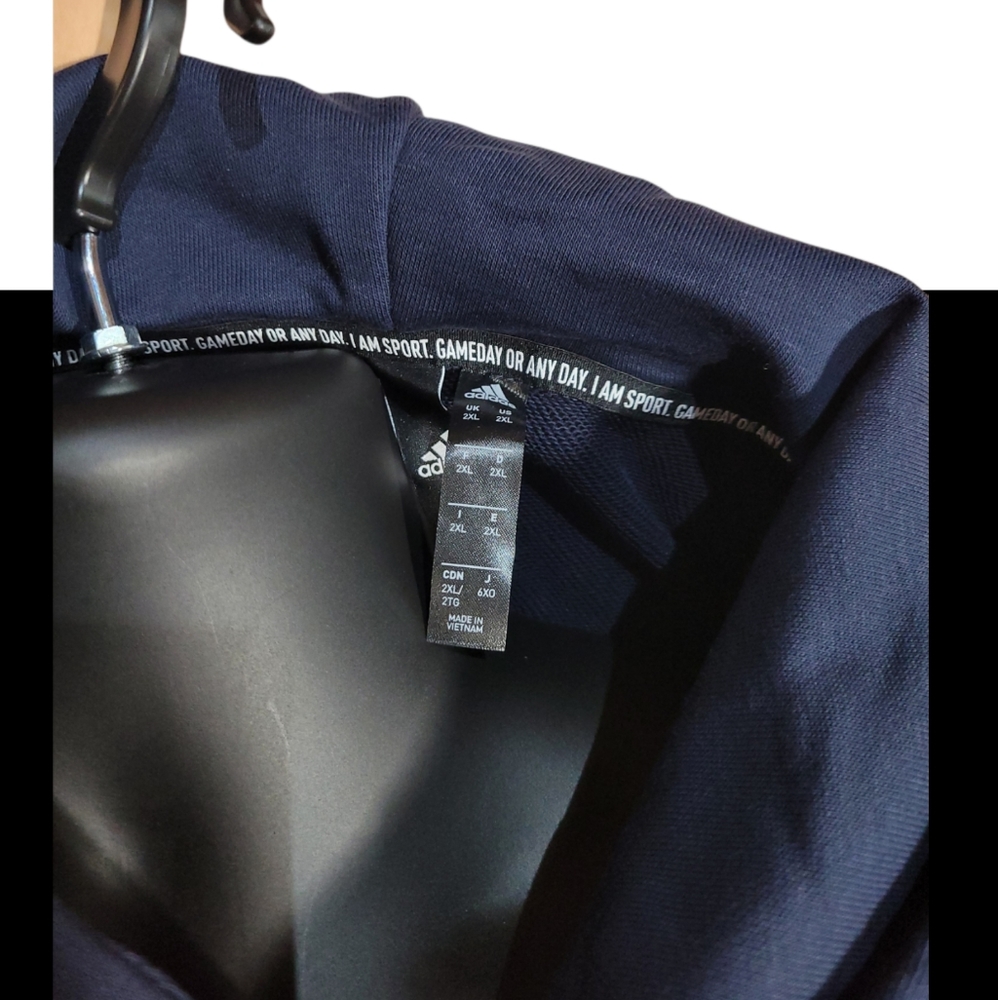Adidas Fleece Hoodie Navy Blue  sz 2XL - Picture 3 of 3